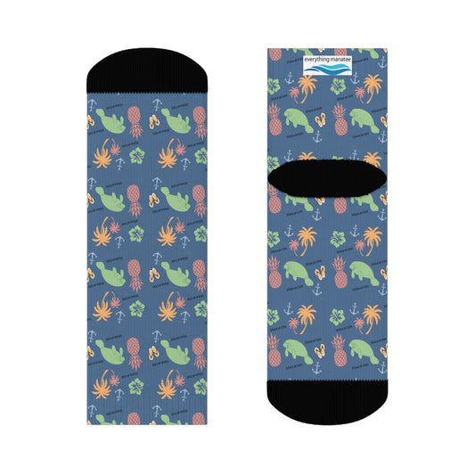 Tropical Fun Manatee Crew Socks - Unisex
