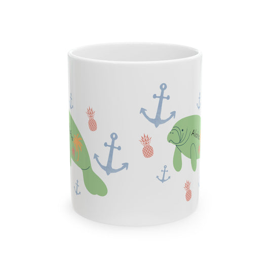 Tropical Manatee Ceramic Mug – 11oz Coastal Charm The Perfect Gift for Manatee Lovers
