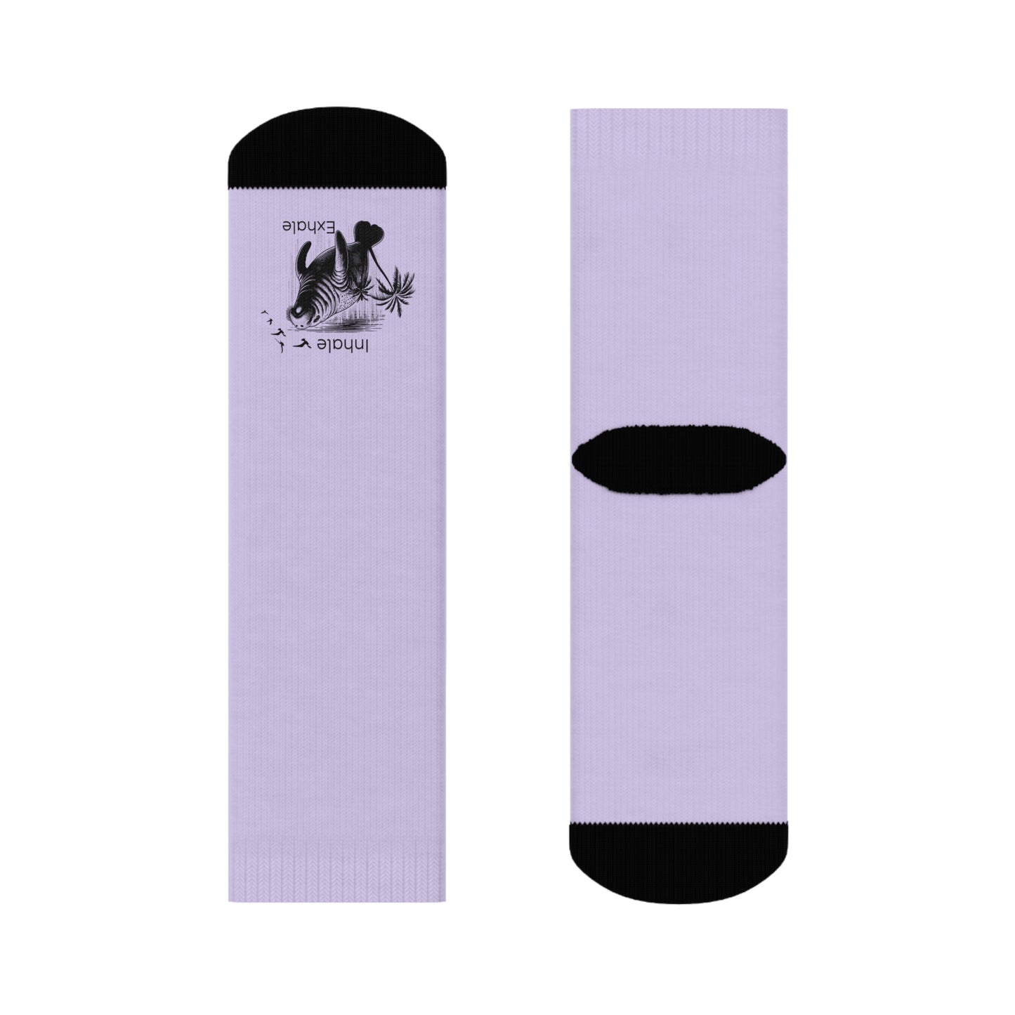 Inhale Exhale Manatee Crew Socks | Womens Cozy Lavender Design for Relaxation