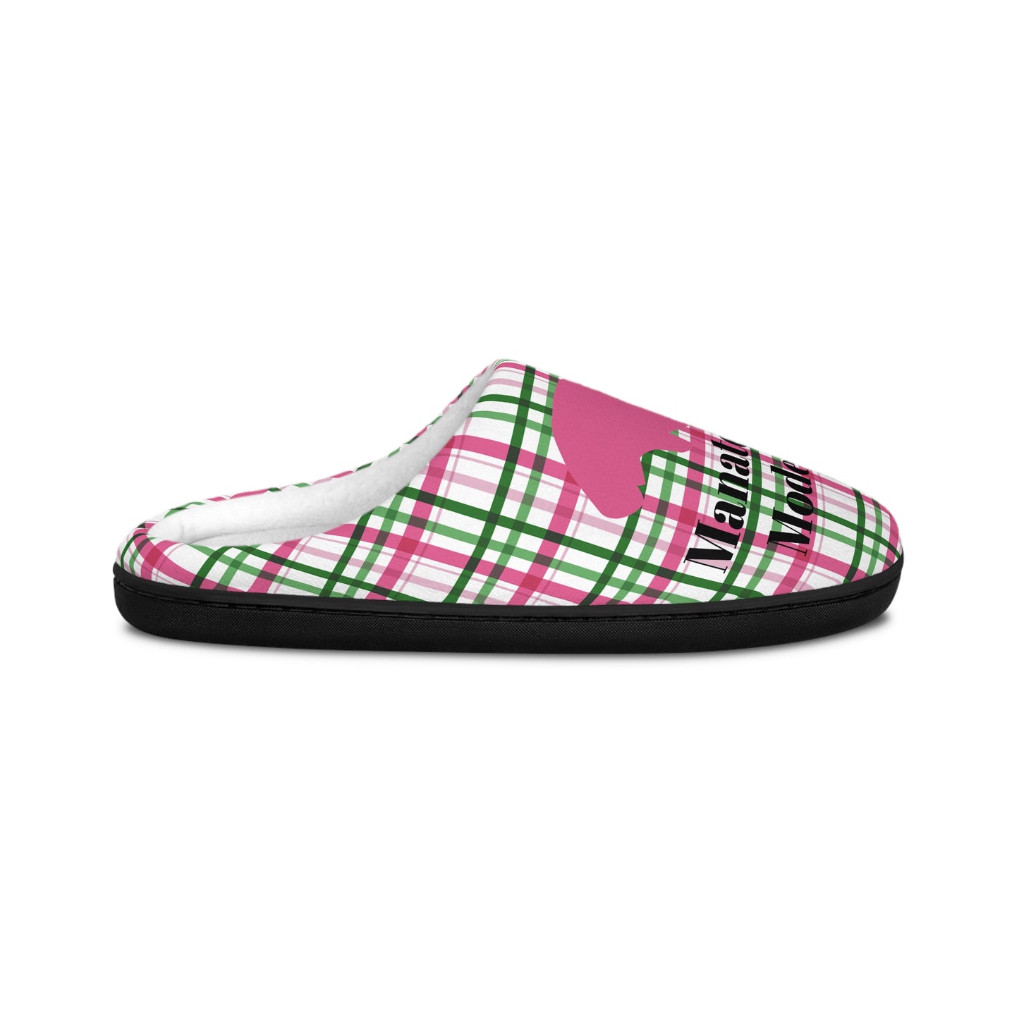 Pink Plaid Manatee Mode Slippers | Womens