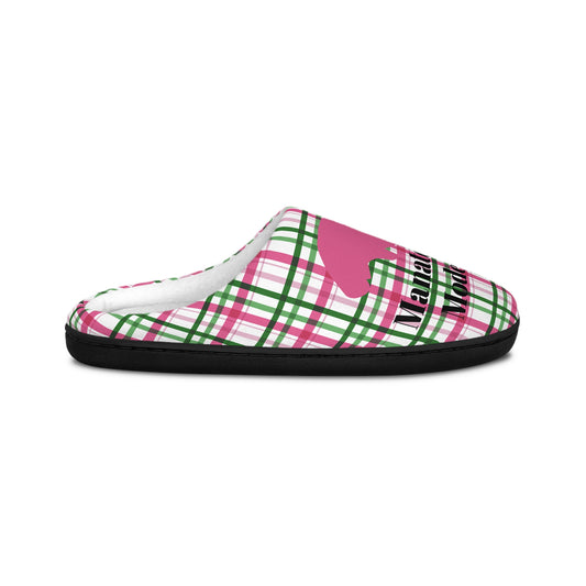 Pink Plaid Manatee Mode Slippers | Womens