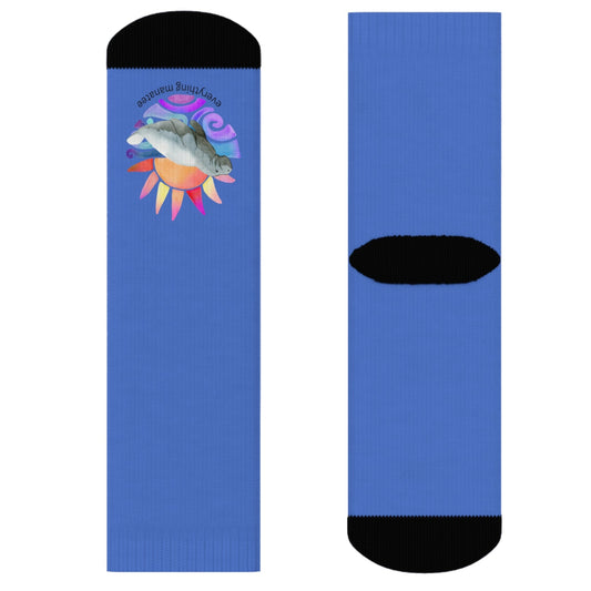 Colorful Sunset Manatee Crew Socks | Womens