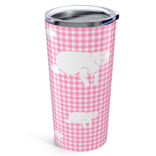 Pink Gingham Manatee Tumbler 20oz