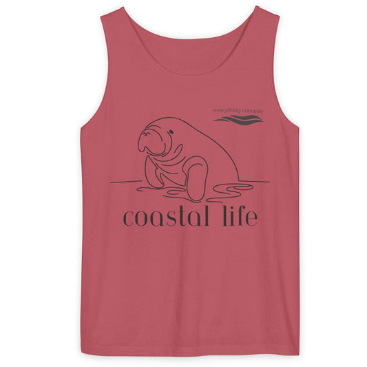 Coastal Life Manatee Tank Top | Womens  Relaxed Beach Vibe Tee