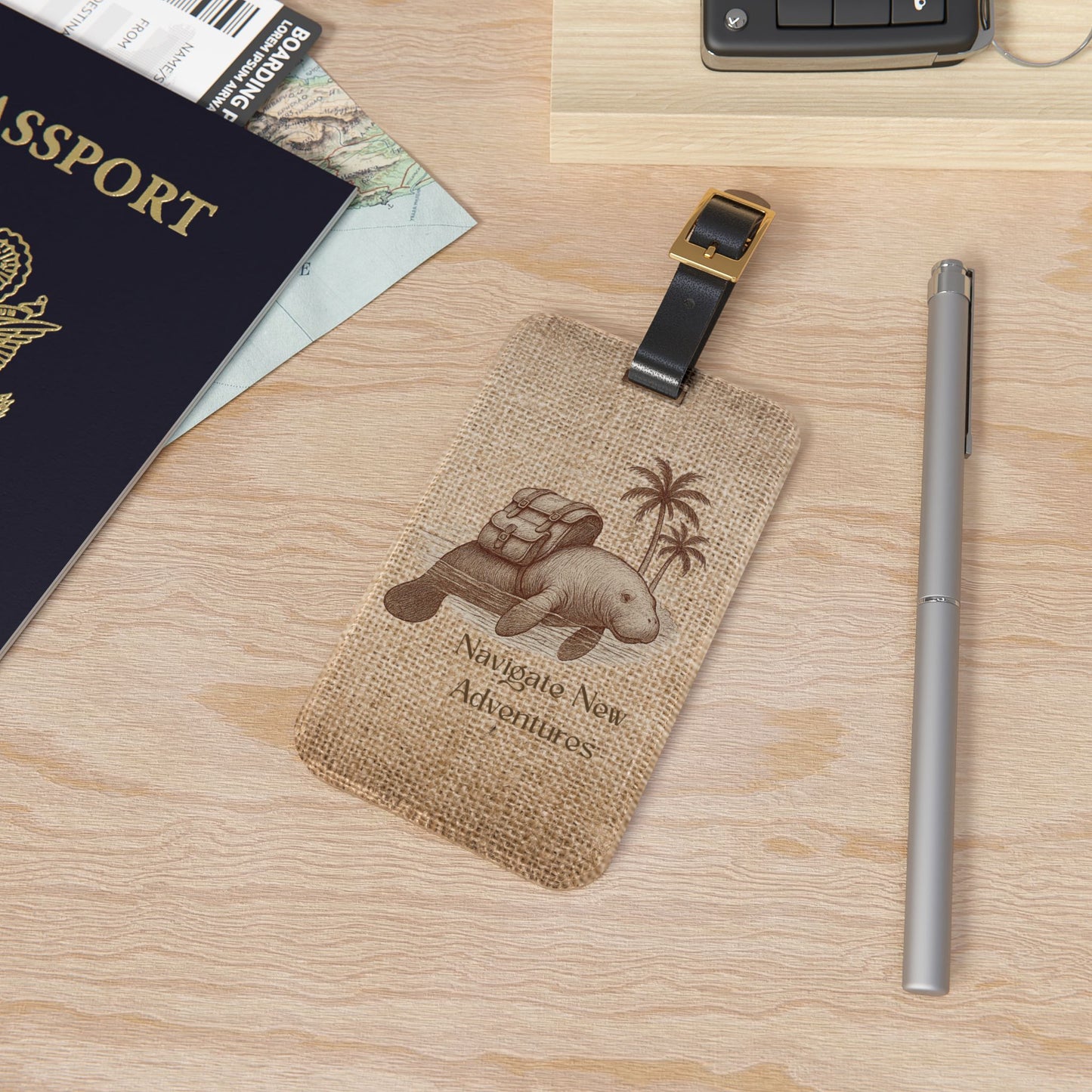 Adventurous Manatee Luggage Tag | Travel Accessory