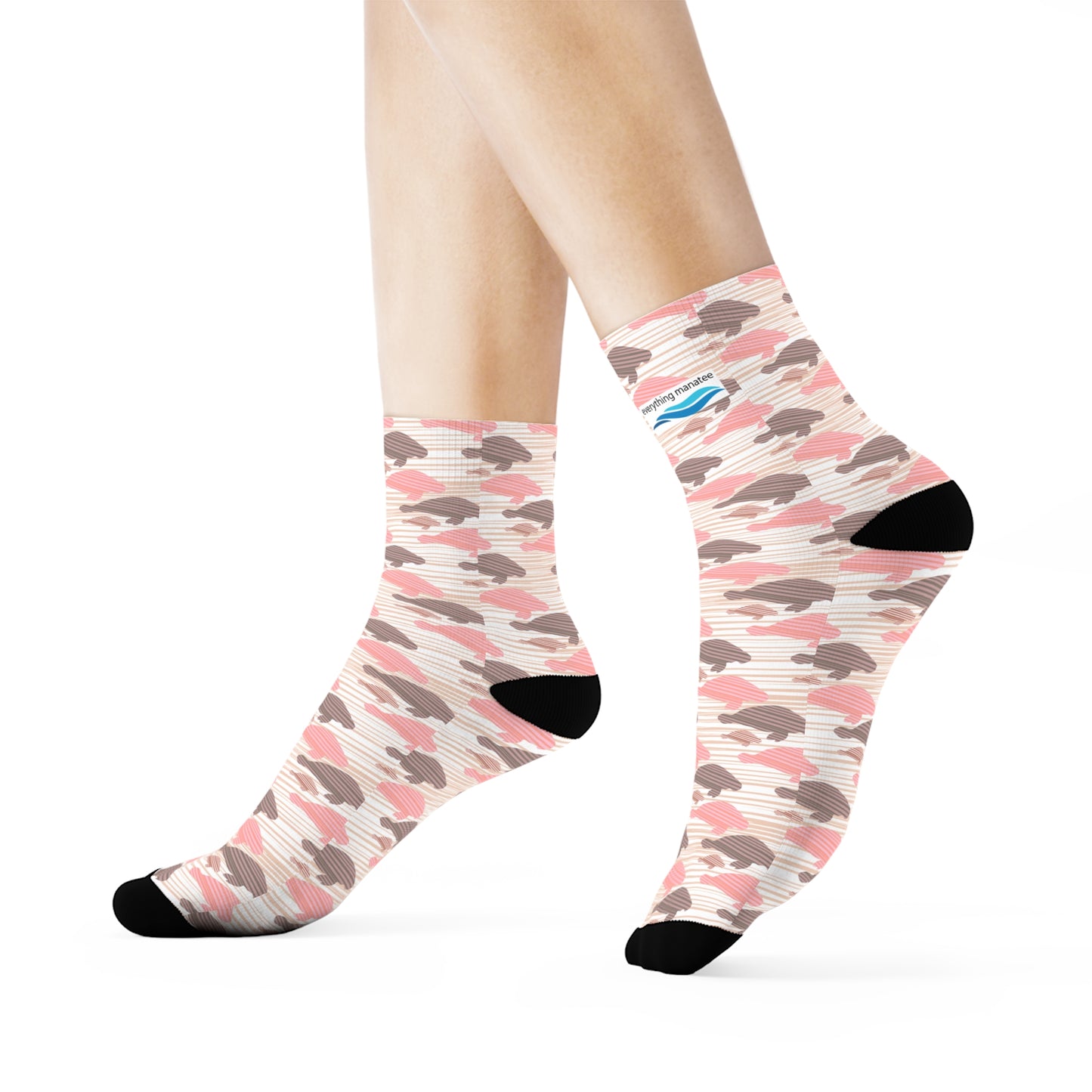 Cozy Pink Manatee Print Crew Socks | Womens