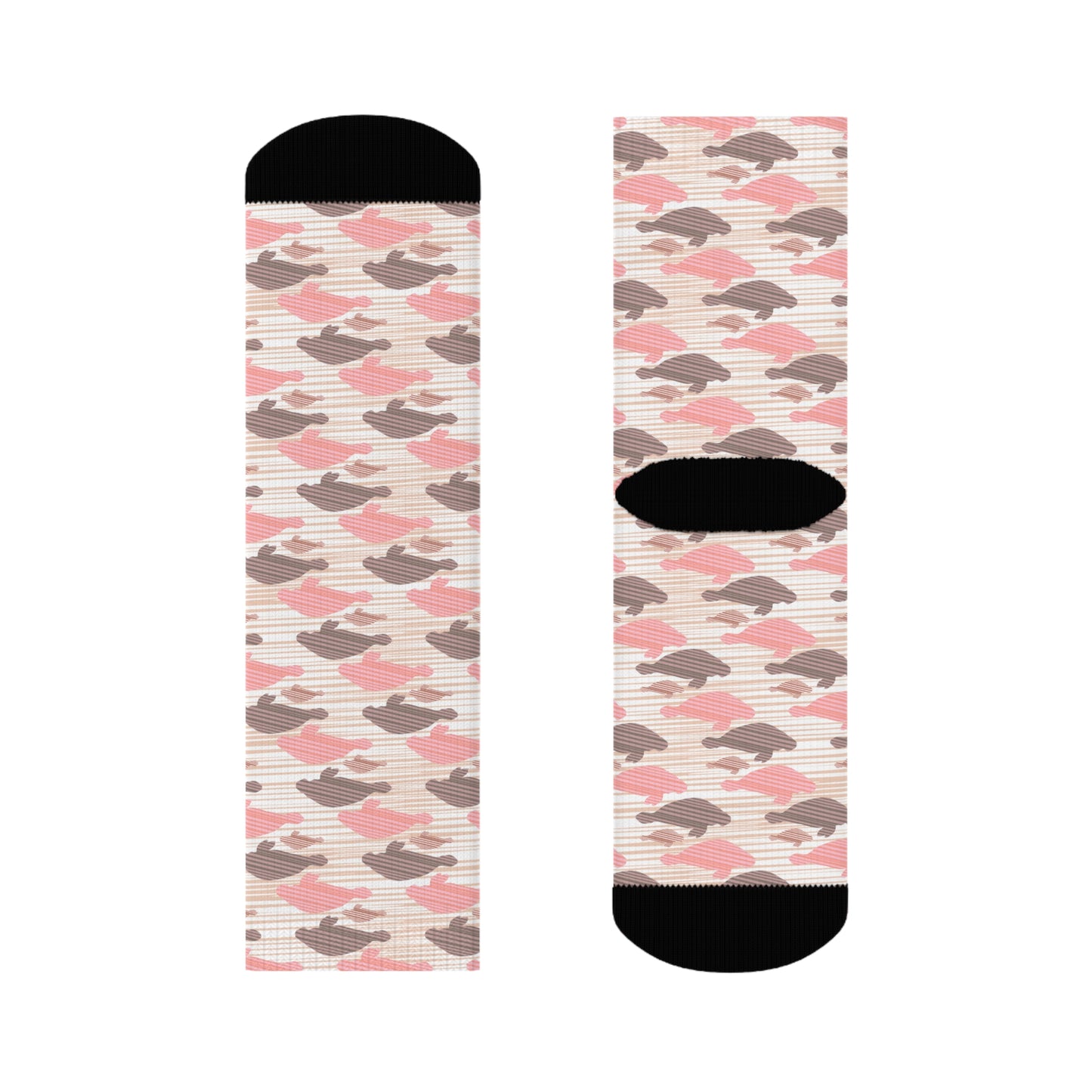Cozy Pink Manatee Print Crew Socks | Womens