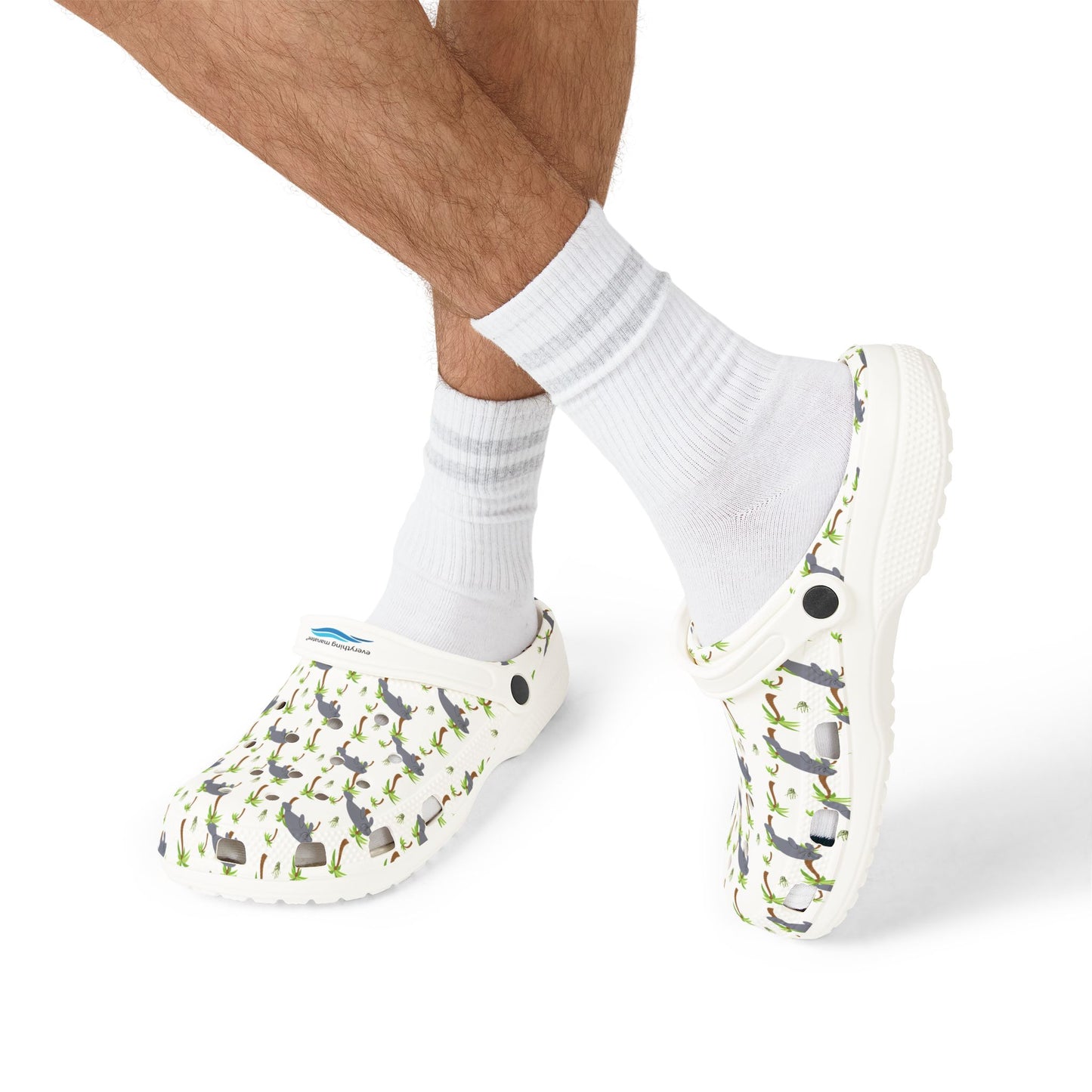 Manatees & Palms Print Foam Shoes - Fun & Comfortable for Summer Adventures