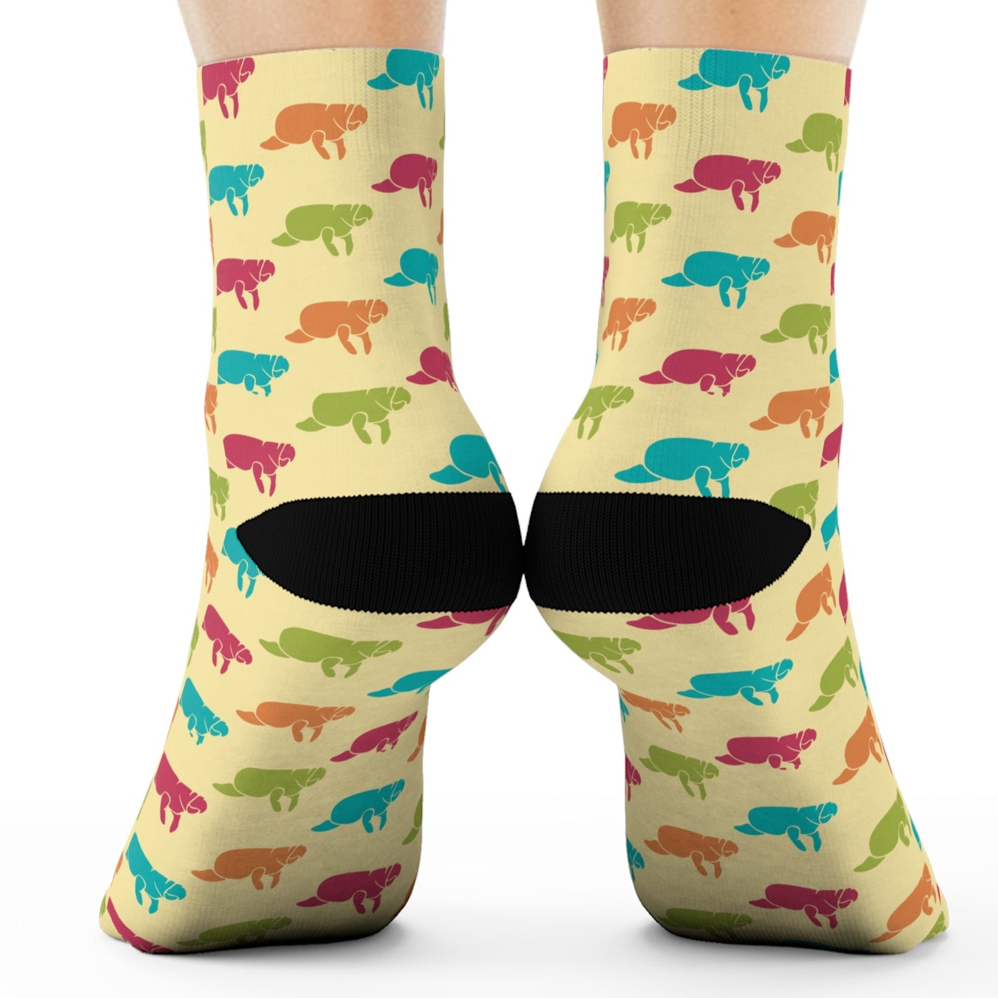 Multi-Color Manatee Pattern Crew Socks | Womens