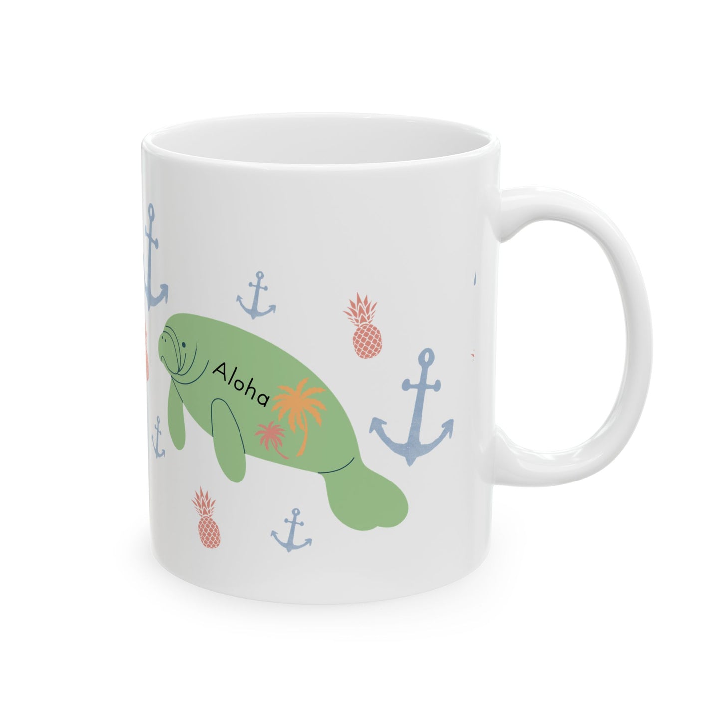 Tropical Manatee Ceramic Mug – 11oz Coastal Charm The Perfect Gift for Manatee Lovers