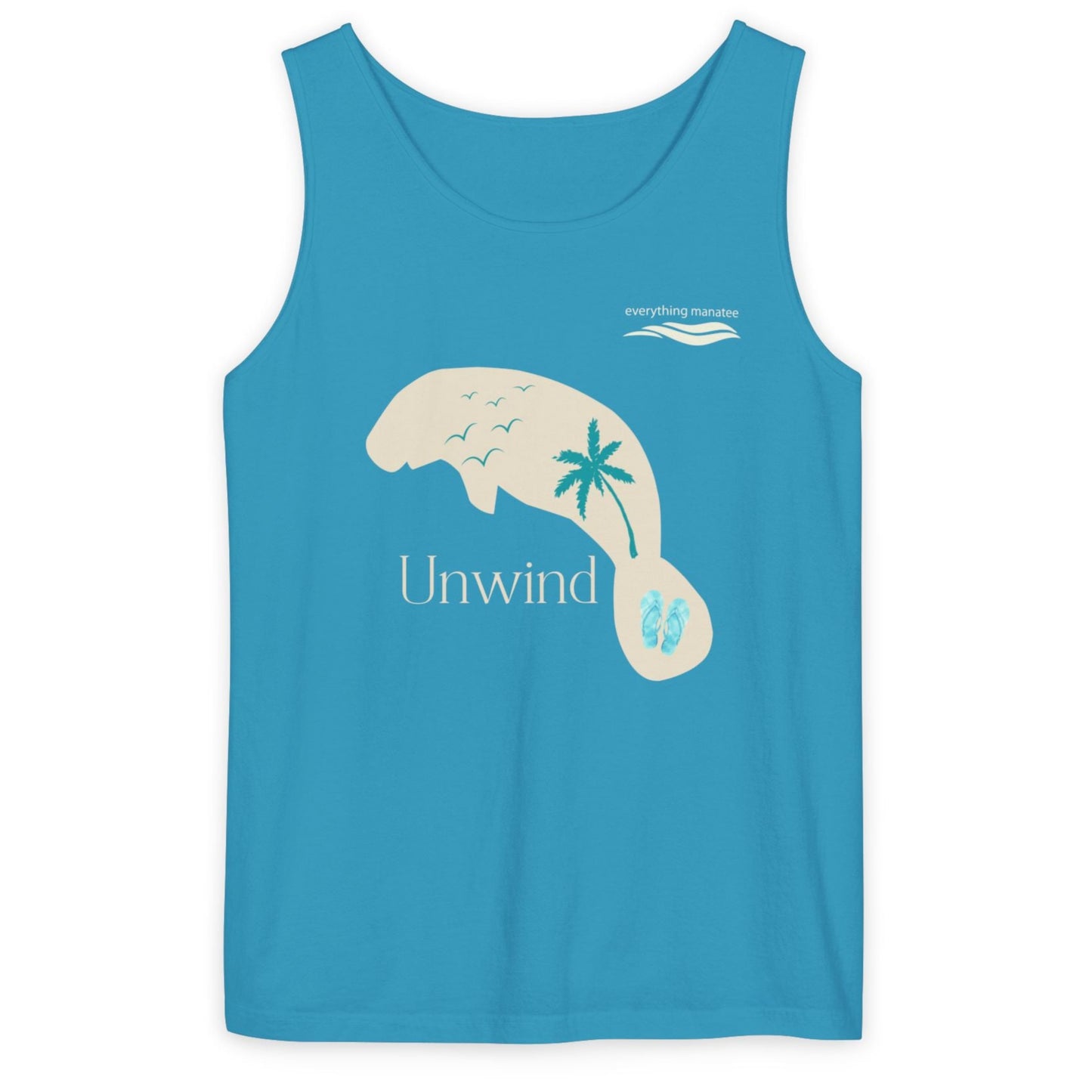 Unwind In Paradise Manatee Garment-Dyed Tank Top | Womens