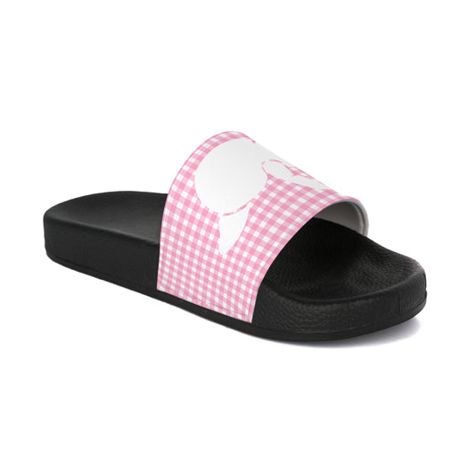 Pink Gingham Manatee Slide Sandals | Womens
