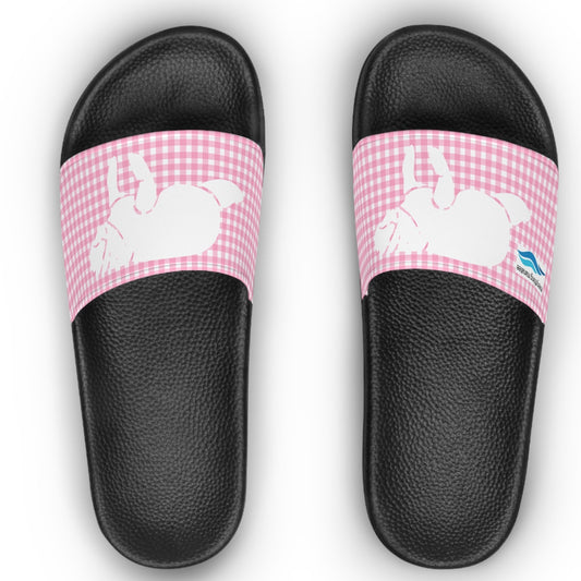 Pink Gingham Manatee Slide Sandals | Womens