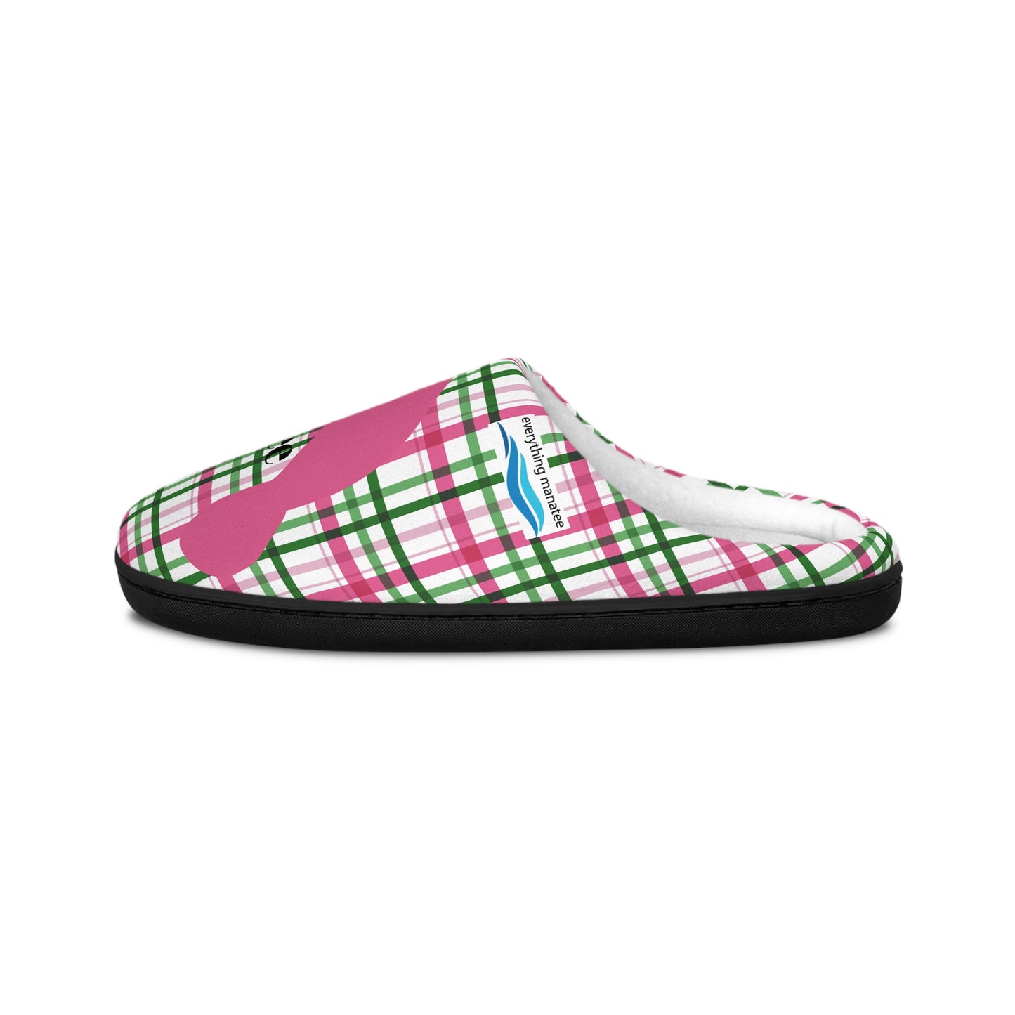 Pink Plaid Manatee Mode Slippers | Womens