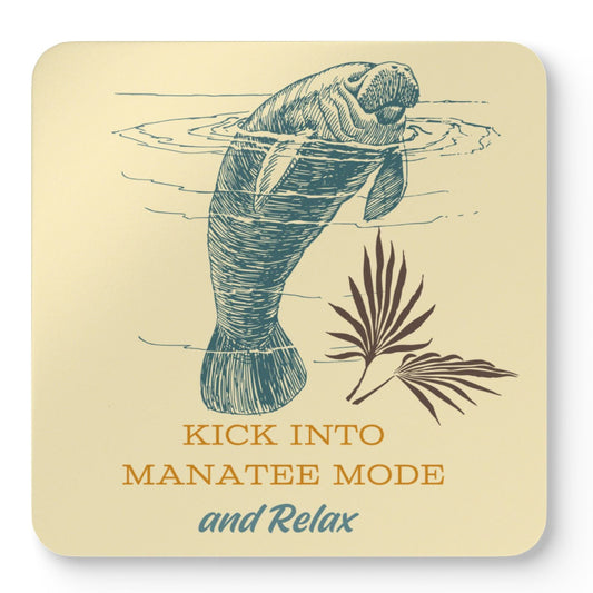 Kick Into Manatee Mode Corkwood Coaster Set | Relaxation Decor
