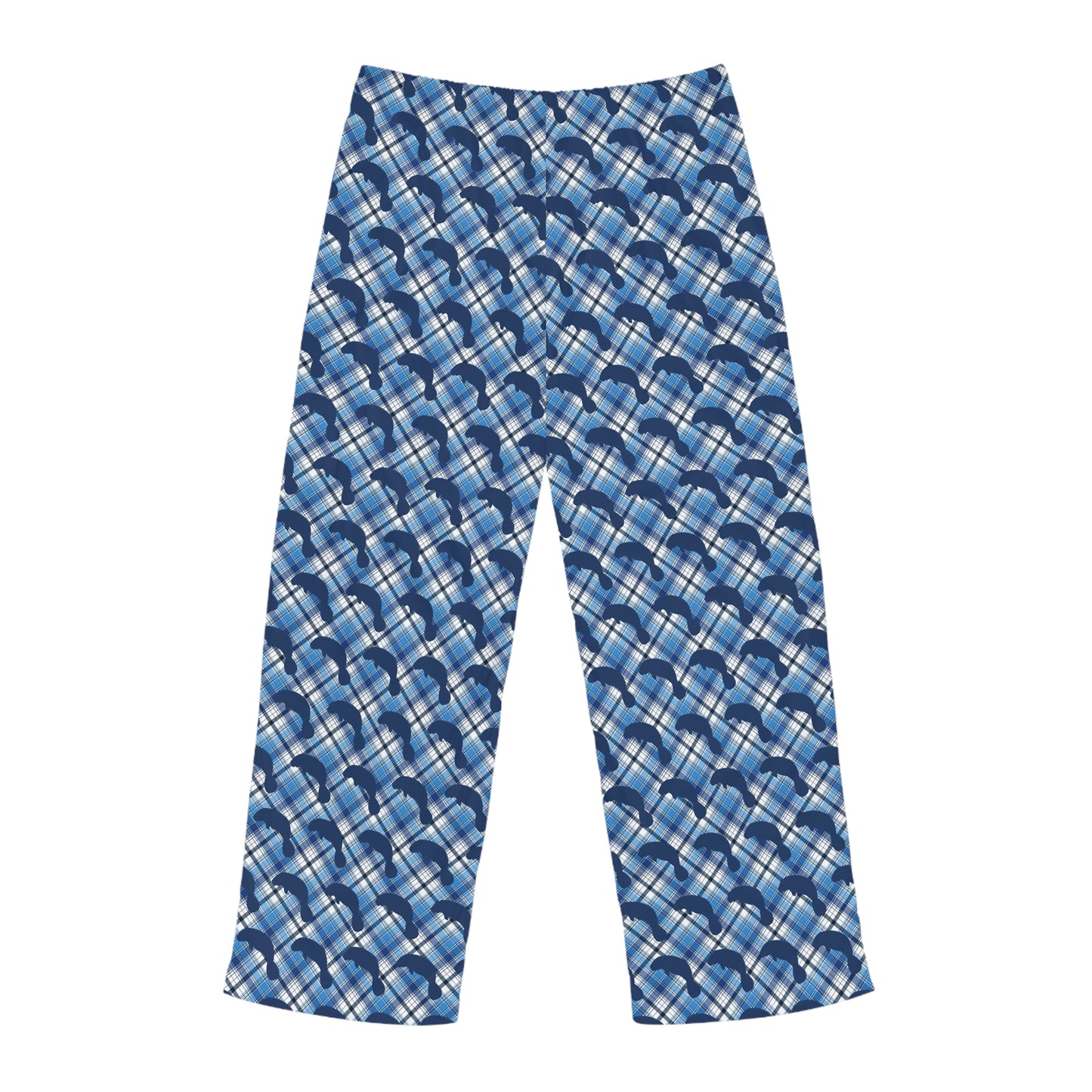 Deep Blue Manatee Plaid Print Pajama Pants | Mens