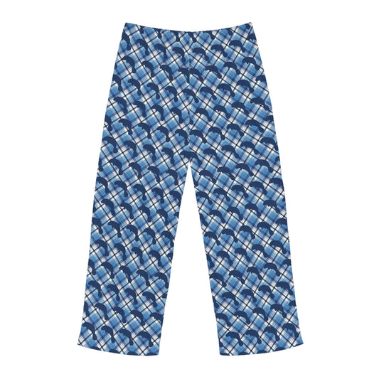 Deep Blue Manatee Plaid Print Pajama Pants | Mens