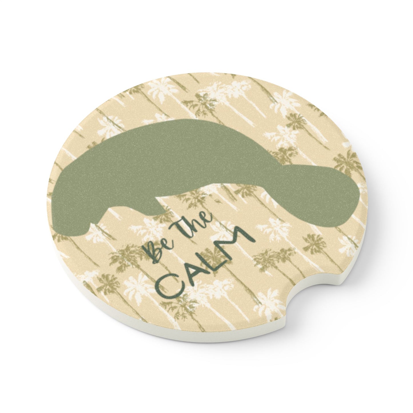 Manatee Be The Calm Soapstone Car Coaster - Tropical Vibes for Relaxed Drives