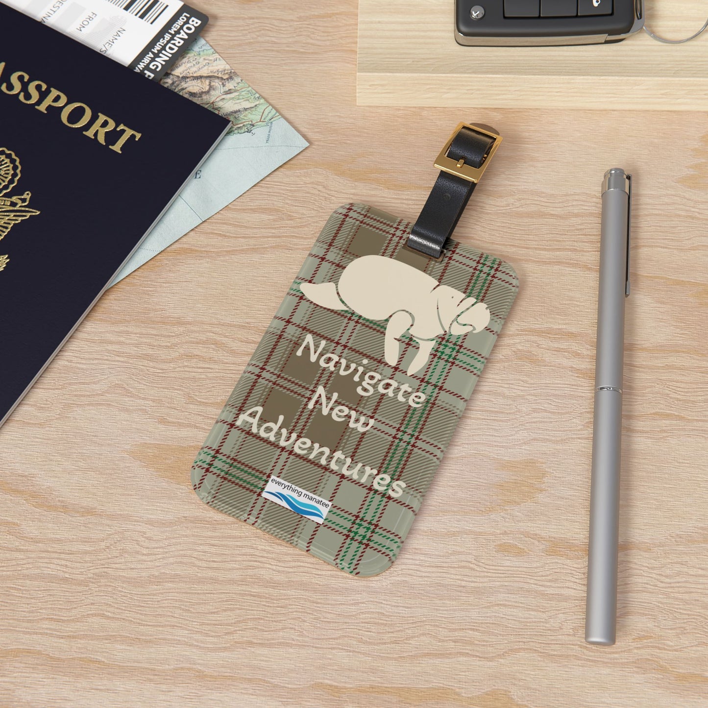 Adventurous Manatee Luggage Tag - "Navigate New Adventures" Travel Accessory