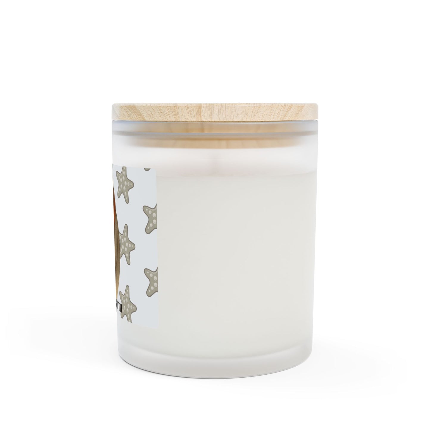 White candle with wooden lid on a white background