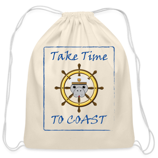 Manatee Captain Cotton Drawstring Bag | Toddler - natural