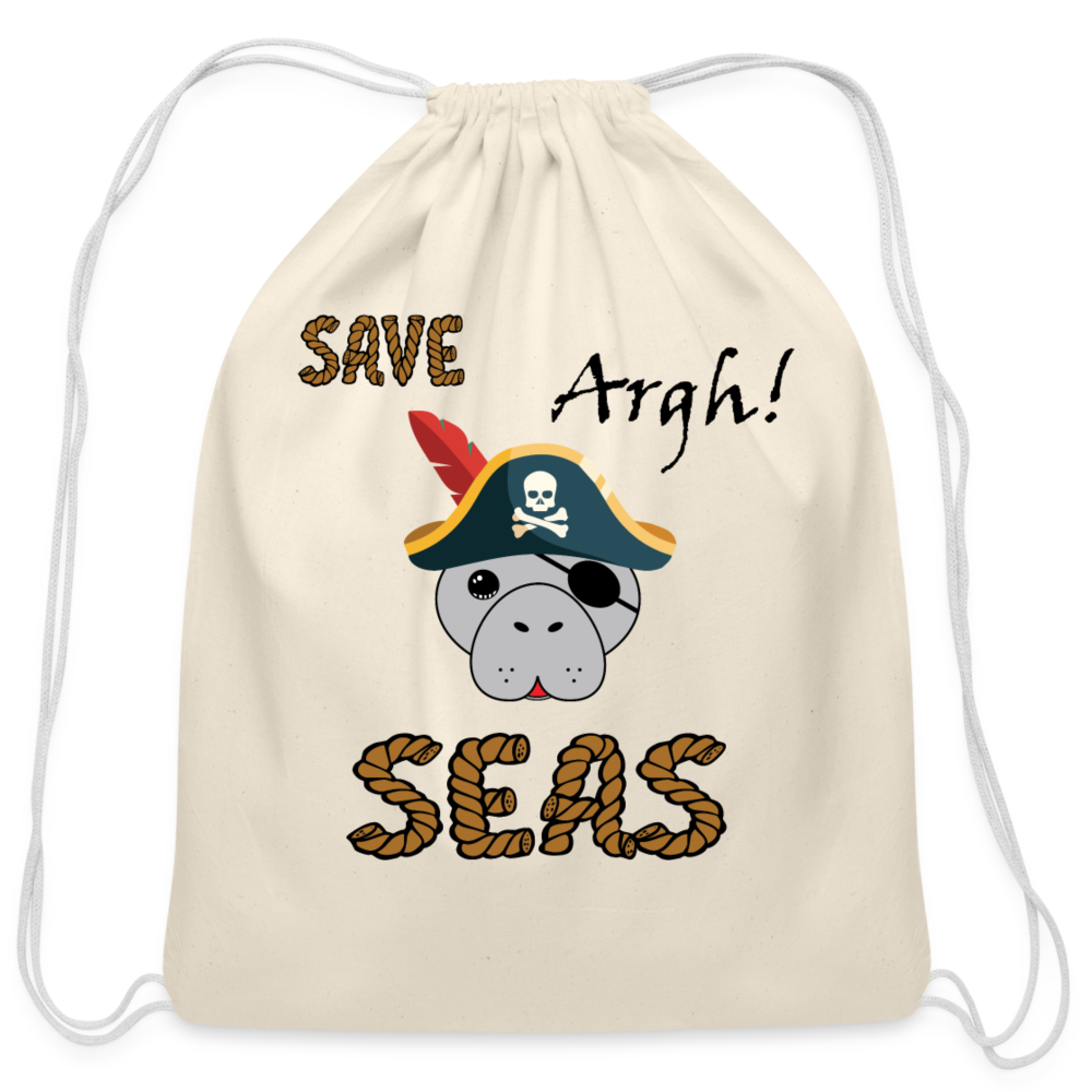 Manatee Save Seas Cotton Drawstring Bag | Toddler - natural