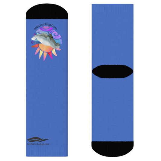 Colorful Sunset Manatee Crew Socks | Womens