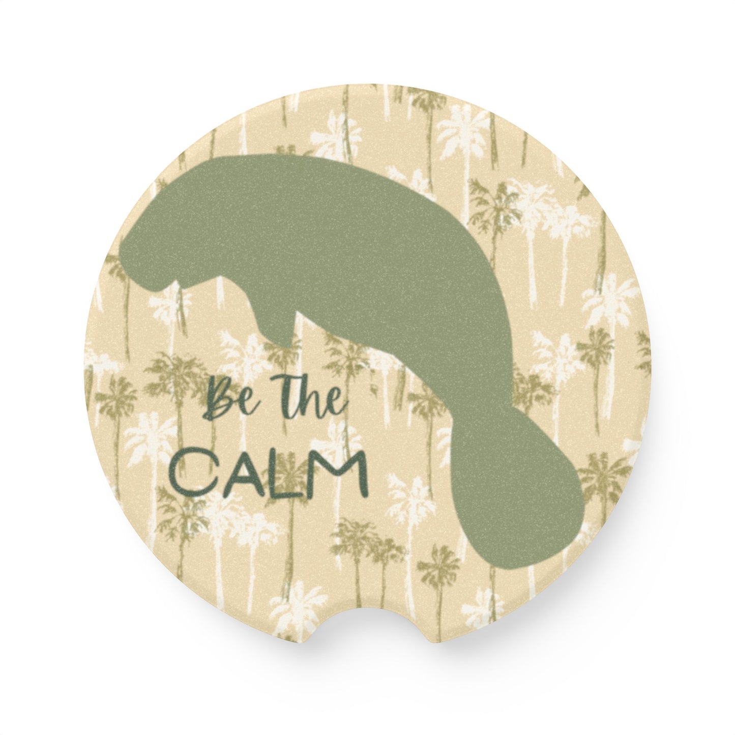 Manatee Be The Calm Soapstone Car Coaster - Tropical Vibes for Relaxed Drives