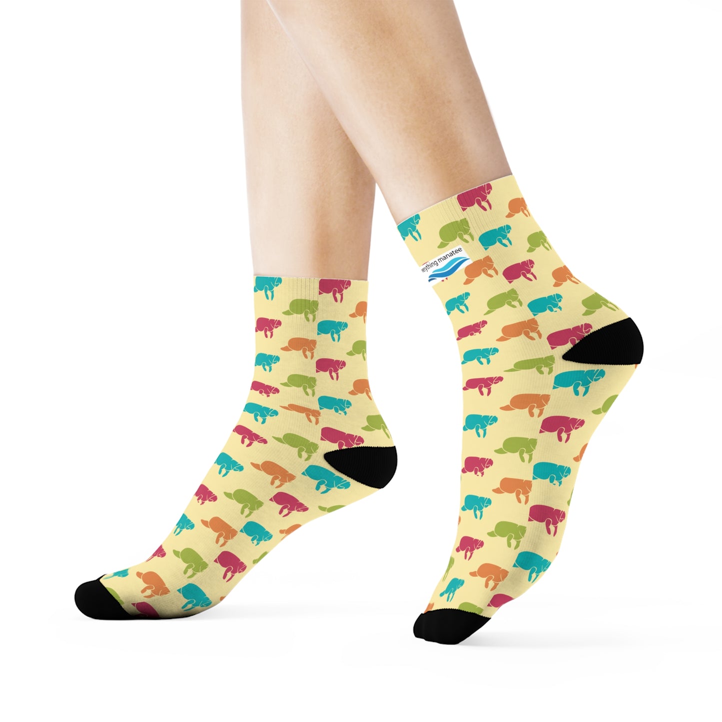 Multi-Color Manatee Pattern Crew Socks | Womens