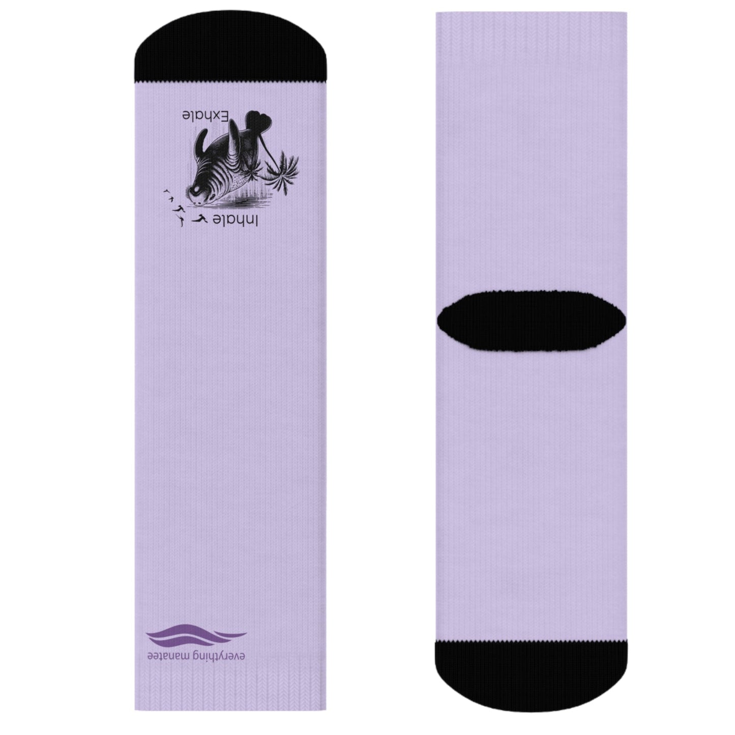 Inhale Exhale Manatee Crew Socks | Womens Cozy Lavender Design for Relaxation