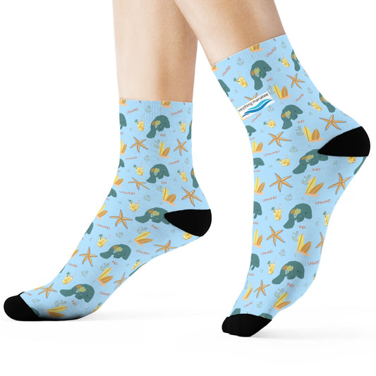Beach Fun Manatee Crew Socks | Womens