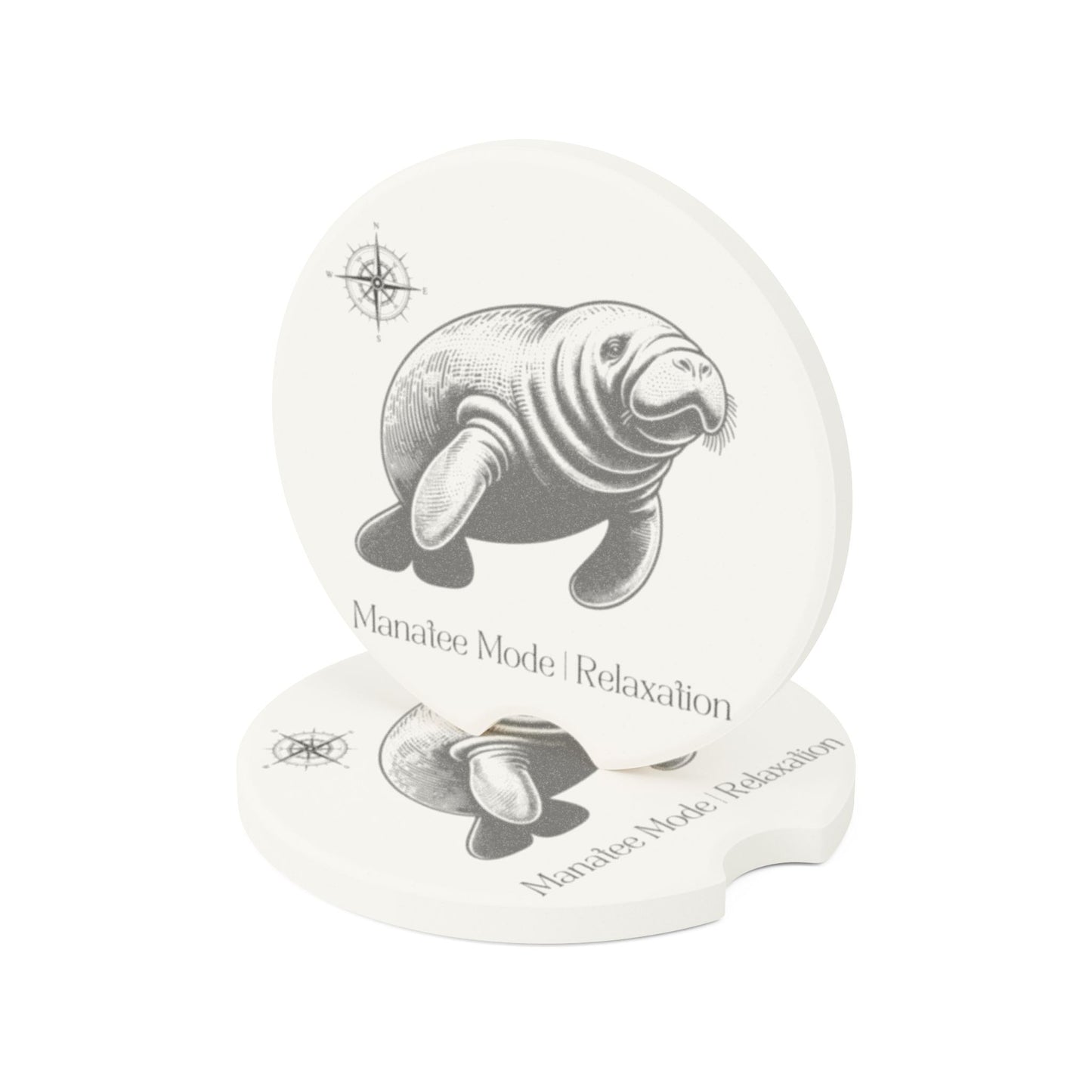 Manatee Mode Soapstone Car Coaster - Relaxing Drive Accessory