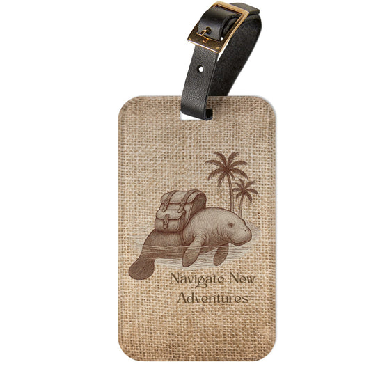 Adventurous Manatee Luggage Tag | Travel Accessory