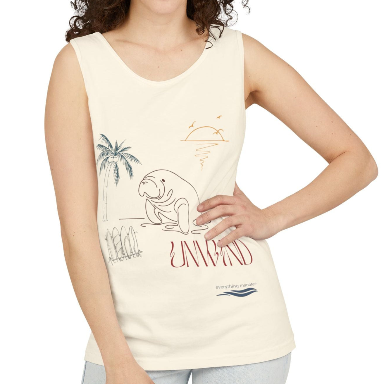 Unwind Tropical  Manatee Tank Top | Womens Relaxed Summer Style