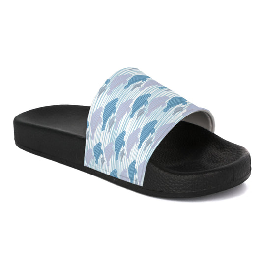 Coastal Blue Manatee Pattern Slide Sandals | Women's