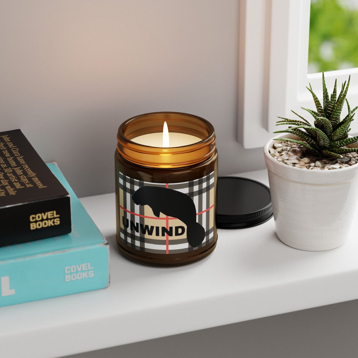 Manatee Scented Soy Candle - Unwind Amber Jar for Relaxation