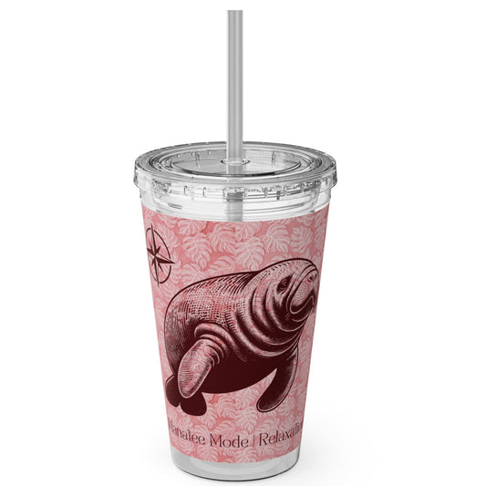 Sunsplash 16oz Manatee Tumbler with Straw - Relaxation Mode Manatee Design