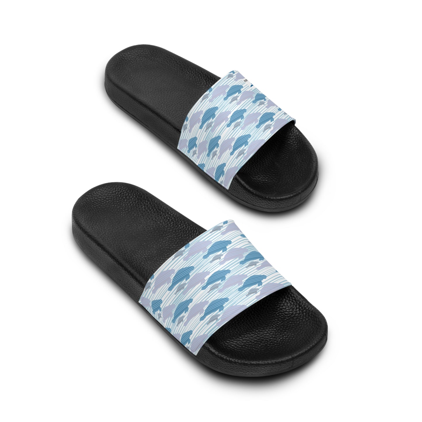 Coastal Blue Manatee Pattern Slide Sandals | Women's