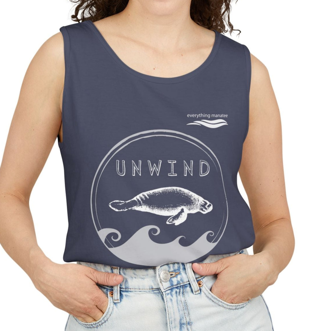 Unwind Classic Manatee Garment-Dyed Tank Top | Womens