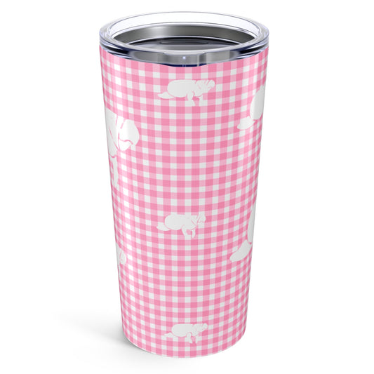 Pink Gingham Manatee Tumbler 20oz