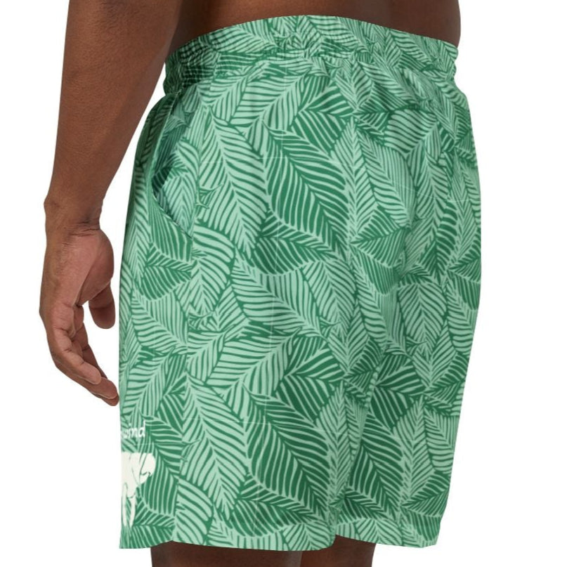 Tropical Leaf Manatee Swim Shorts | Mid-Length Mens