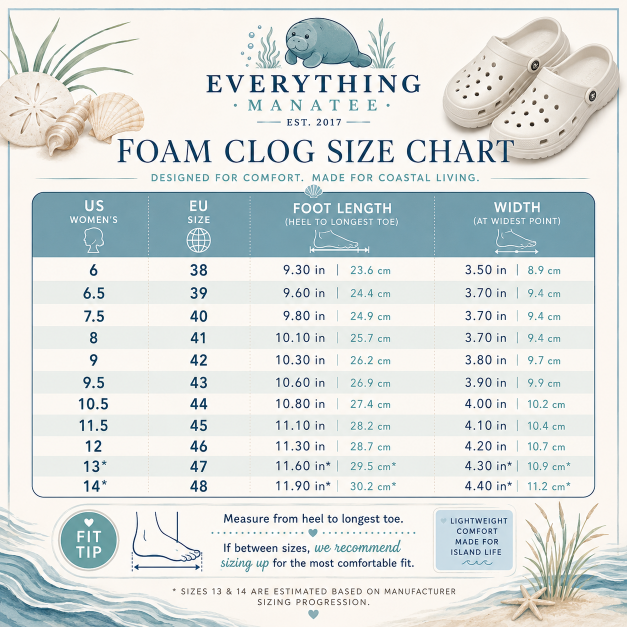 Coral Coast Manatee Foam Clogs