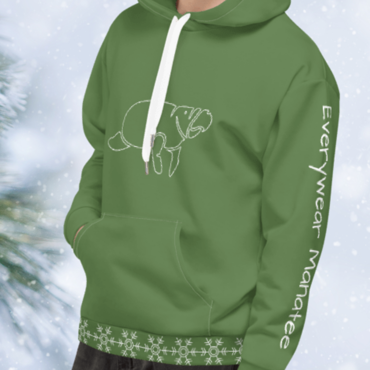 Pine Green Manatee Hoodie | Unisex