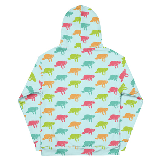 Blue Mist Manatee Print Hoodie Unisex