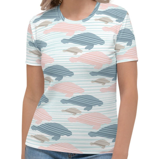 Pastel Manatee Print T-shirt | Womans