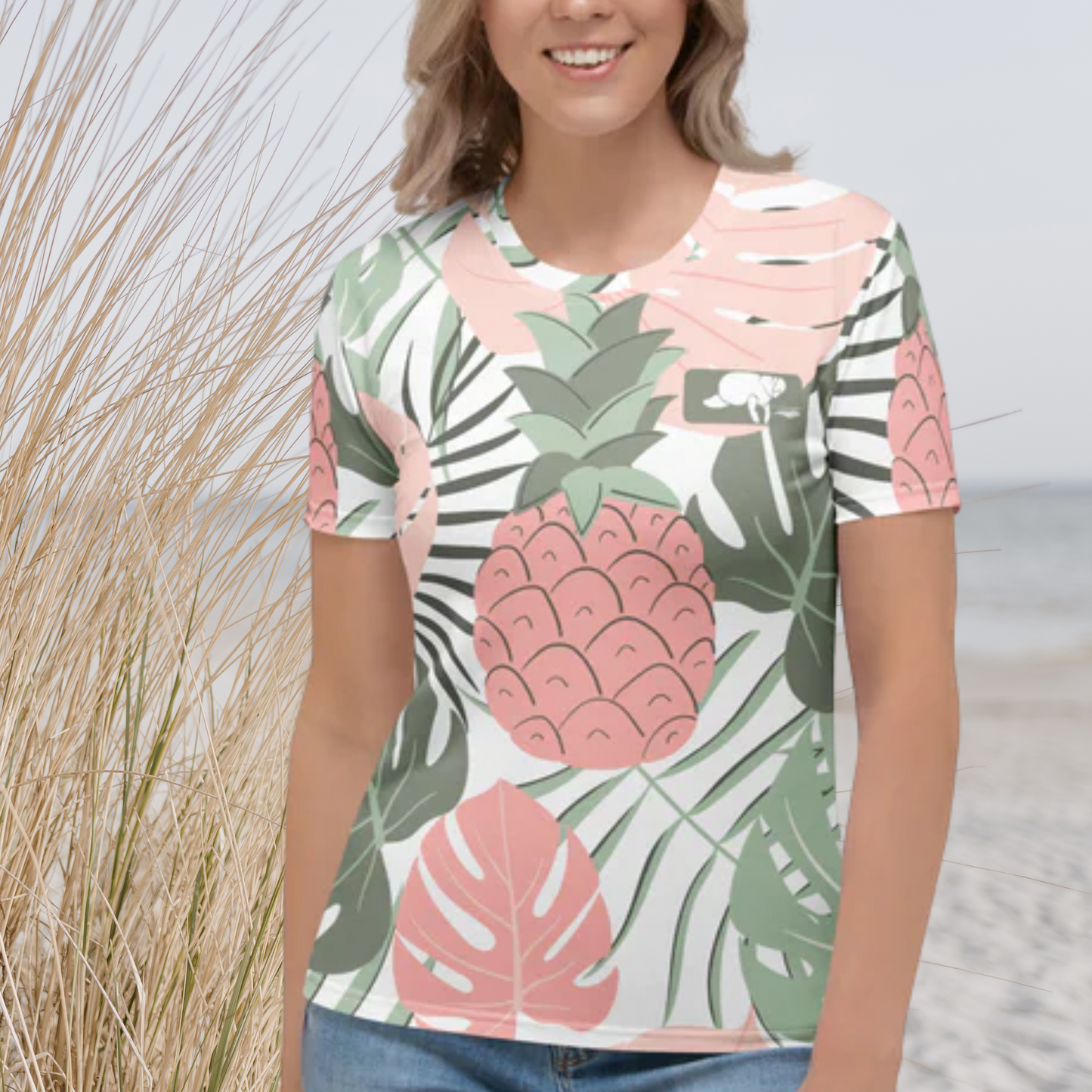 Pineapple Fronds Manatee T-Shirt | Women's