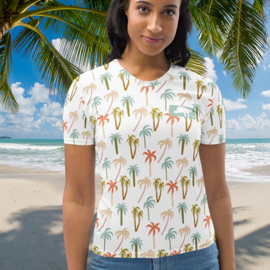 Manatee Palm Tree Print T-Shirt | Women's