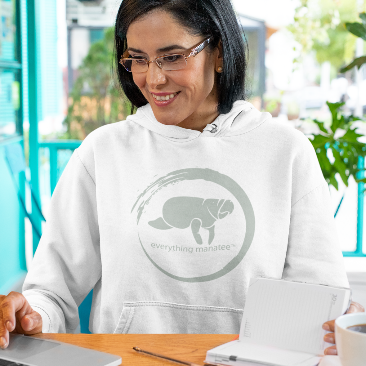 Sage Manatee Wave Premium Hoodie | Womens