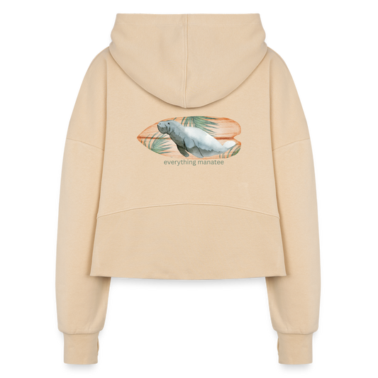 Surf Board Manatee Half Zip Cropped Hoodie | Womans - nude