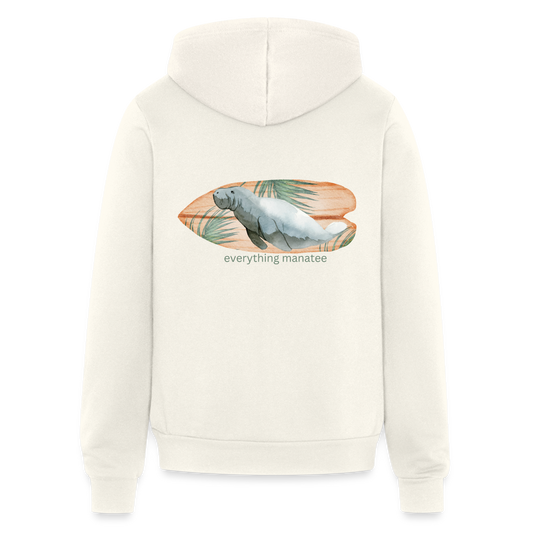 Manatee Surf Board Full Zip Hoodie | Mens - vintage white